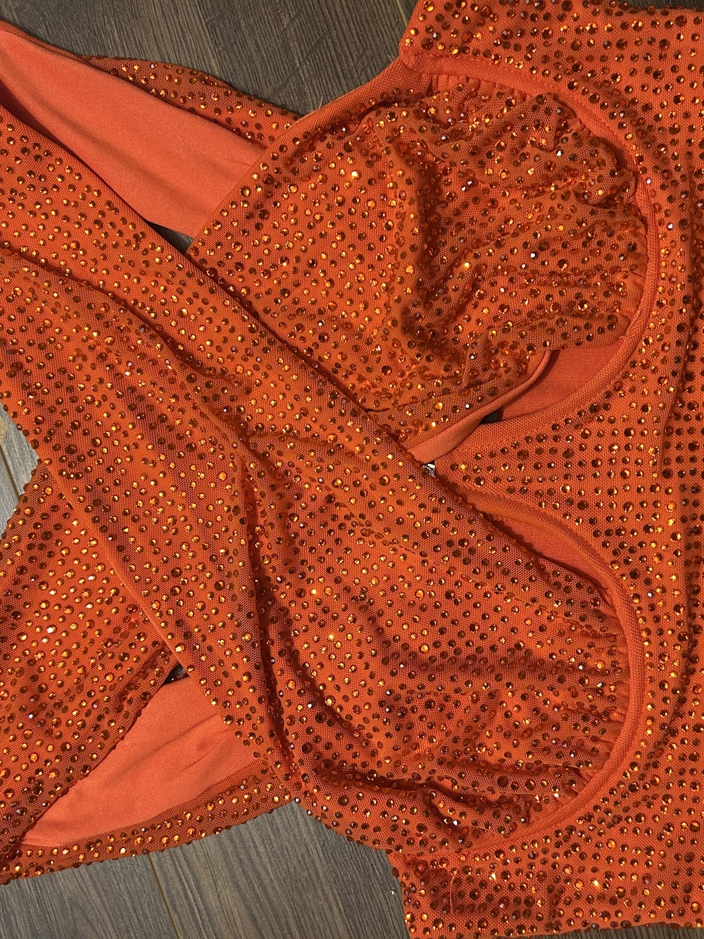 Orange Rhinestone Embellished Top